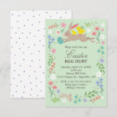 Invitation Lapin d'invitation de Pâques avec des poules (Devant / Derrière)