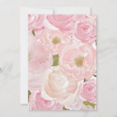 Invitation Lapin doré Fleurs roses Anniversaire (Dos)