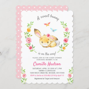 Invitation Lapin Doux Sur Le Chemin Bébé Fille Douche Sprinkl