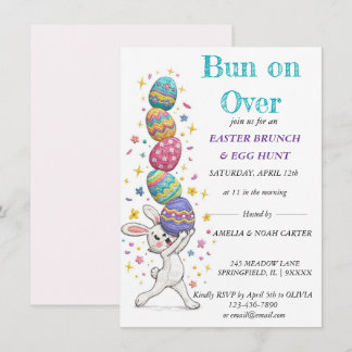 Invitation Lapin drôle de Pâques BRUNCH & CHASSE