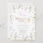 Invitation Lapin éditable Baby Shower Fille (Devant)