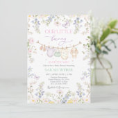 Invitation Lapin éditable Baby Shower Fille (Debout devant)