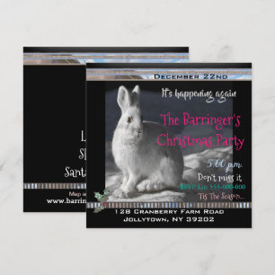 Invitation Lapin élégant Soirée de Noël de Nuit enneigée