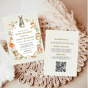 Invitation Lapin en vichy de bois Baby Shower