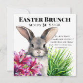 Invitation Lapin et Stargazer Lily pour Pâques (Devant)