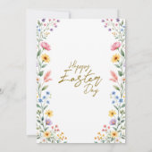 Invitation Lapin floral et œuf Aquarelle Pâques Brunch  (Dos)