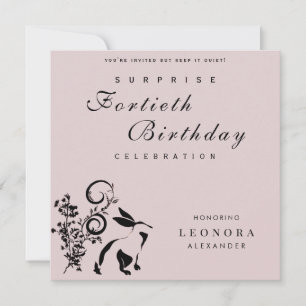 Invitation Lapin Floral Moderne TOUTE Surprise Fête d'Anniver