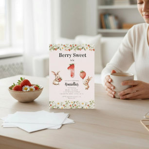 Invitation Lapin Floral Sucré Anniversaire Fête de Naissance