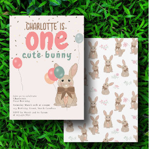 Invitation Lapin Floral Un Mignon Lapin 1er Anniversaire