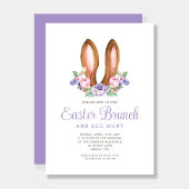 Invitation Lapin Floral Violet Oreilles Pâques Brunch
