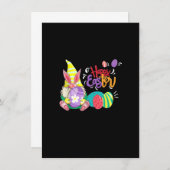 Invitation Lapin Gnome Rabbit Oeufs Chasse Drôle Joyeux Pâque (Devant / Derrière)