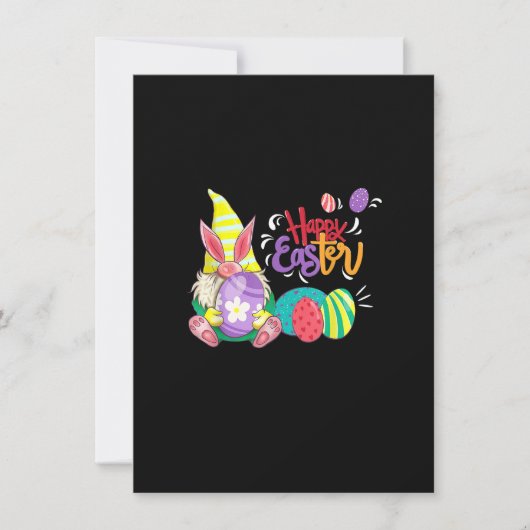 Invitation Lapin Gnome Rabbit Oeufs Chasse Drôle Joyeux Pâque (Devant)