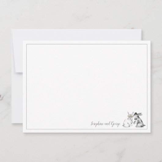 Invitation Lapin gris et blanc lapin (Devant)