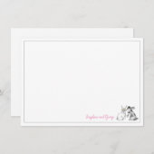 Invitation Lapin gris rose et blanc lapin (Devant / Derrière)