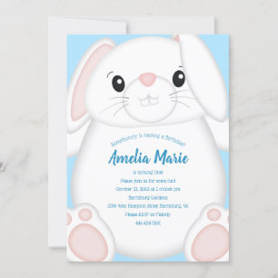 Invitation Lapin Lapin Anniversaire Party Blue