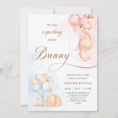 Invitation Lapin lapin avec Ballons Rose Bleu Révélation de g (Devant)