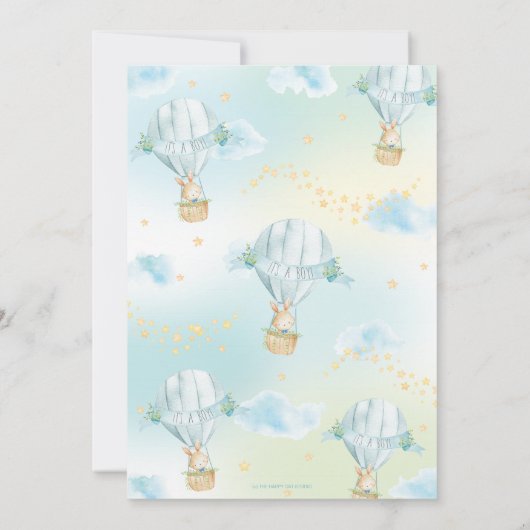 Invitation Lapin Lapin Baby shower à air chaud par la poste (Dos)