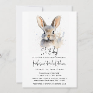 Invitation Lapin Lapin Baby shower neutre de genre