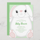 Invitation Lapin Lapin Baby shower Vert (Devant / Derrière)