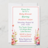 Invitation Lapin lapin dans le Baby shower de la fille Fleurs (Dos)