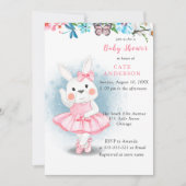 Invitation Lapin Lapin Danser Baby shower Ballerina (Devant)