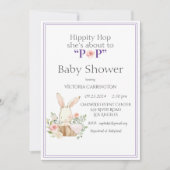 Invitation Lapin Lapin De Bois Violet Moderne (Devant)