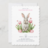 Invitation Lapin lapin de Tulips d'Aquarelle rose (Devant)