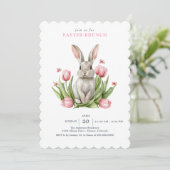 Invitation Lapin lapin de Tulips d'Aquarelle rose (Debout devant)