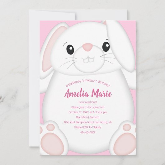 Invitation Lapin Lapin fête d'anniversaire (Devant)