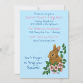 Invitation Lapin Lapin Fleurs roses Pâques (Devant)