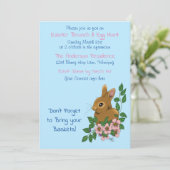 Invitation Lapin Lapin Fleurs roses Pâques (Debout devant)