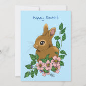 Invitation Lapin Lapin Fleurs roses Pâques (Dos)