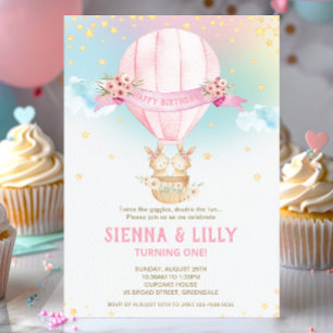 Invitation Lapin Lapin Hot Air Ballotte 1er Anniversaire Jume