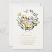 Invitation Lapin Lapin Lapin Beurre de poussin 1er anniversai (Devant)