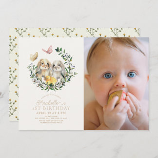 Invitation Lapin Lapin Lapin Papillon 1er Anniversaire Photo