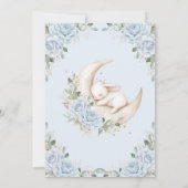 Invitation Lapin Lapin Lune Bleu Doux Baby shower Floral Garç (Dos)