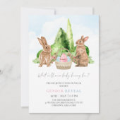 Invitation Lapin Lapin Printemps Oeuf de Pâques Bébé Genre Ré (Devant)