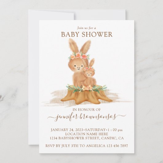 Invitation Lapin Mammy Lapin Baby (Devant)