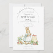 Invitation Lapin mignon aux fraises Anniversaire (Devant)