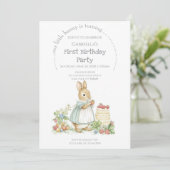 Invitation Lapin mignon aux fraises Anniversaire (Debout devant)