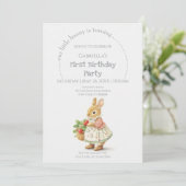 Invitation Lapin mignon aux fraises Anniversaire (Debout devant)