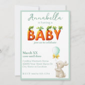 Invitation Lapin mignon avec Baby shower de ballons et carott (Devant)