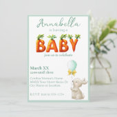 Invitation Lapin mignon avec Baby shower de ballons et carott (Debout devant)
