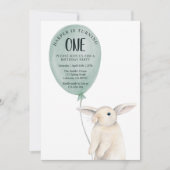 Invitation Lapin mignon avec ballon d'anniversaire  (Devant)