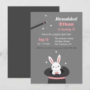 Invitation Lapin Mignon avec Chapeau Thème de Fête d'Annivers
