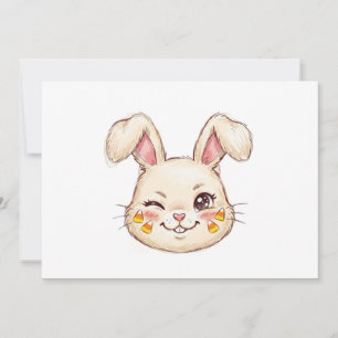 Invitation Lapin mignon clignant d'œil friandise maïs visage