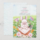 Invitation Lapin Mignon dans un Panier (Devant / Derrière)