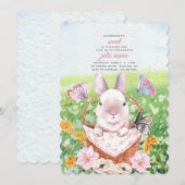Invitation Lapin Mignon dans un Panier (Devant / Derrière)