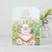 Invitation Lapin Mignon dans un Panier (Debout devant)
