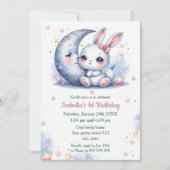 Invitation lapin mignon et l'anniversaire de lune croissant (Devant)